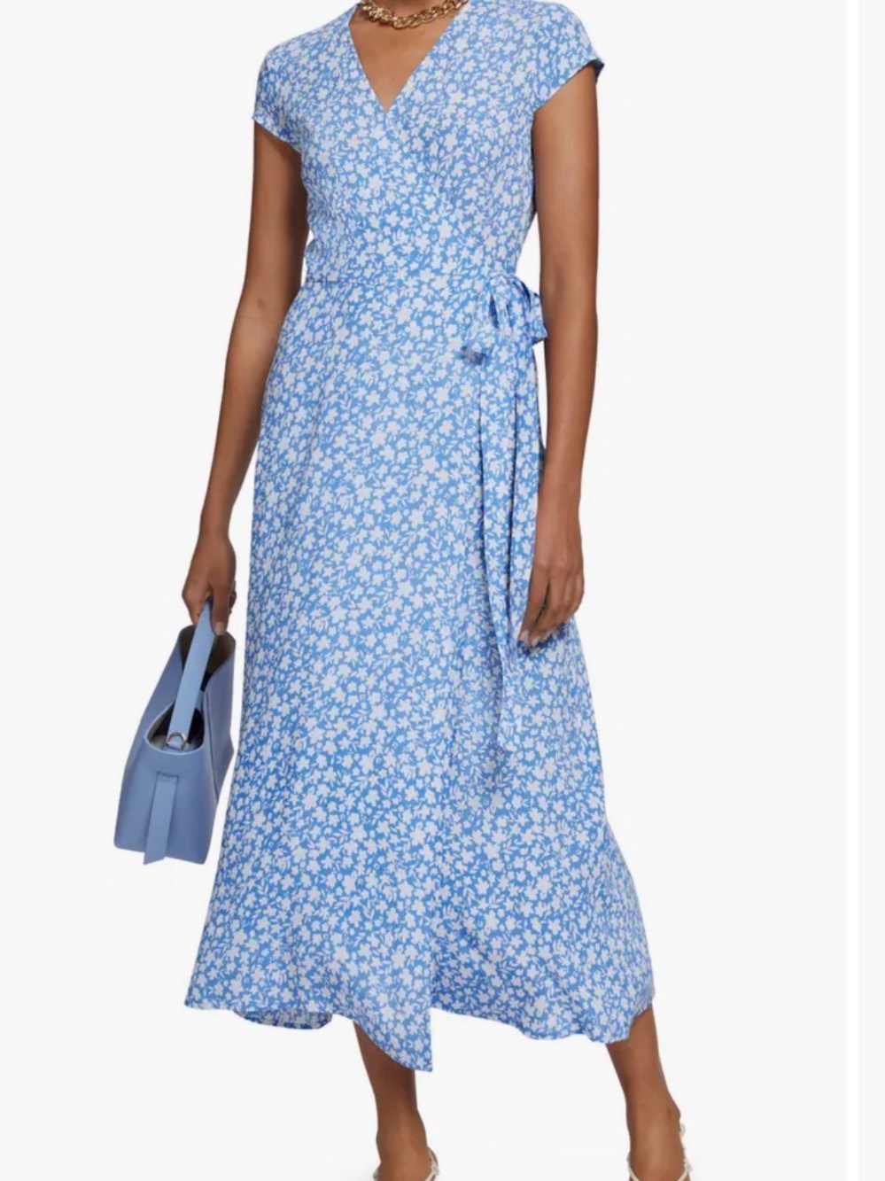 NWT & Other Stories Light Blue Floral Wrap Midi Dress